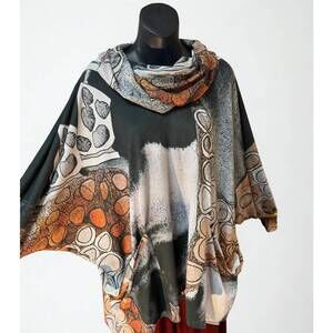 NEW KAZIUKI faux suede print cowl tunic top in multicolor